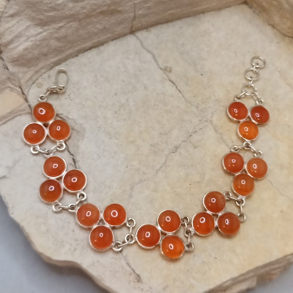 925 Silver plated Agate Bracelet Hand Crafterd - Picture 1 of 6